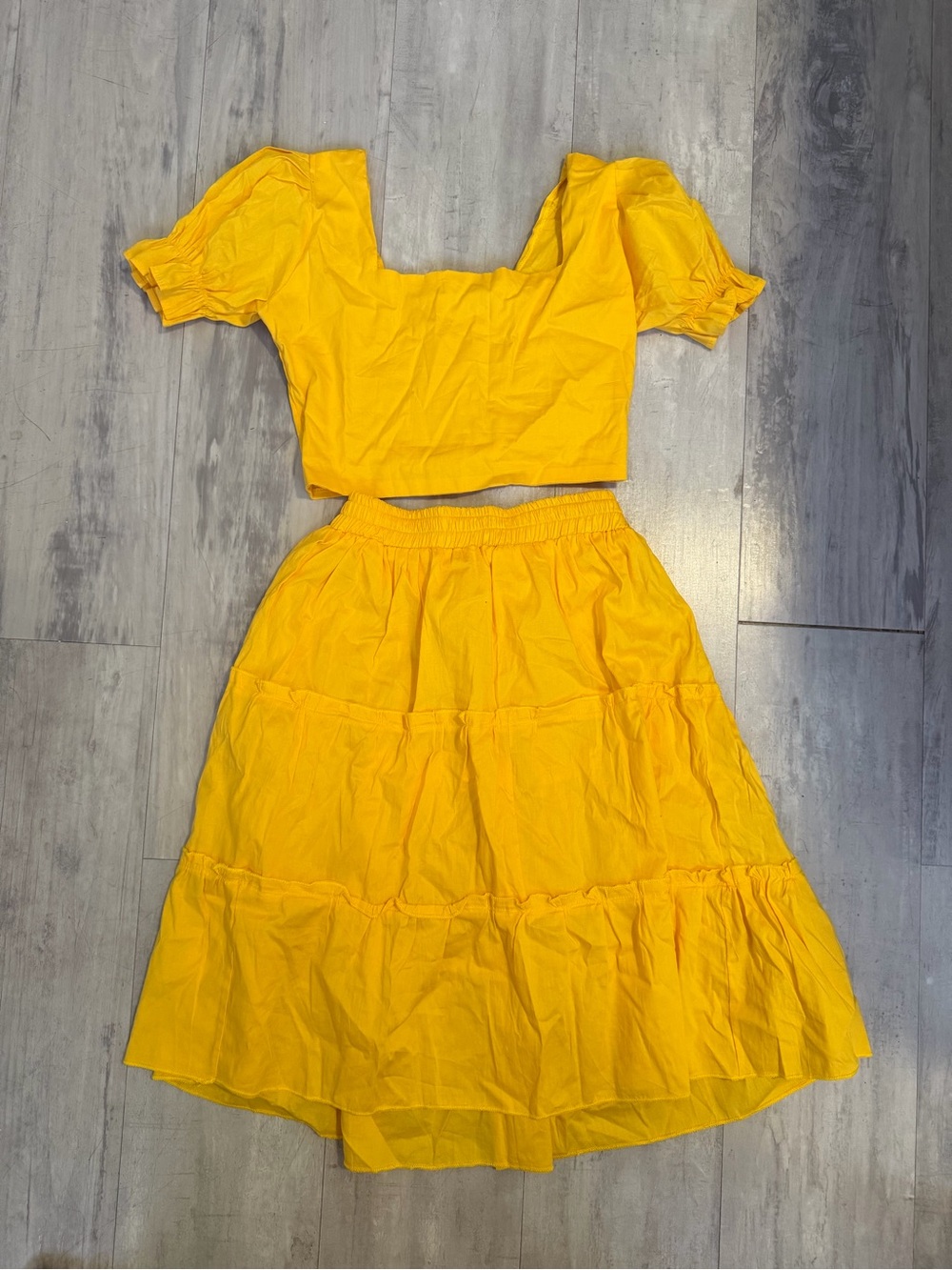 Sunny Yellow Tiered set - Girl’s Elastic Waist Skirt